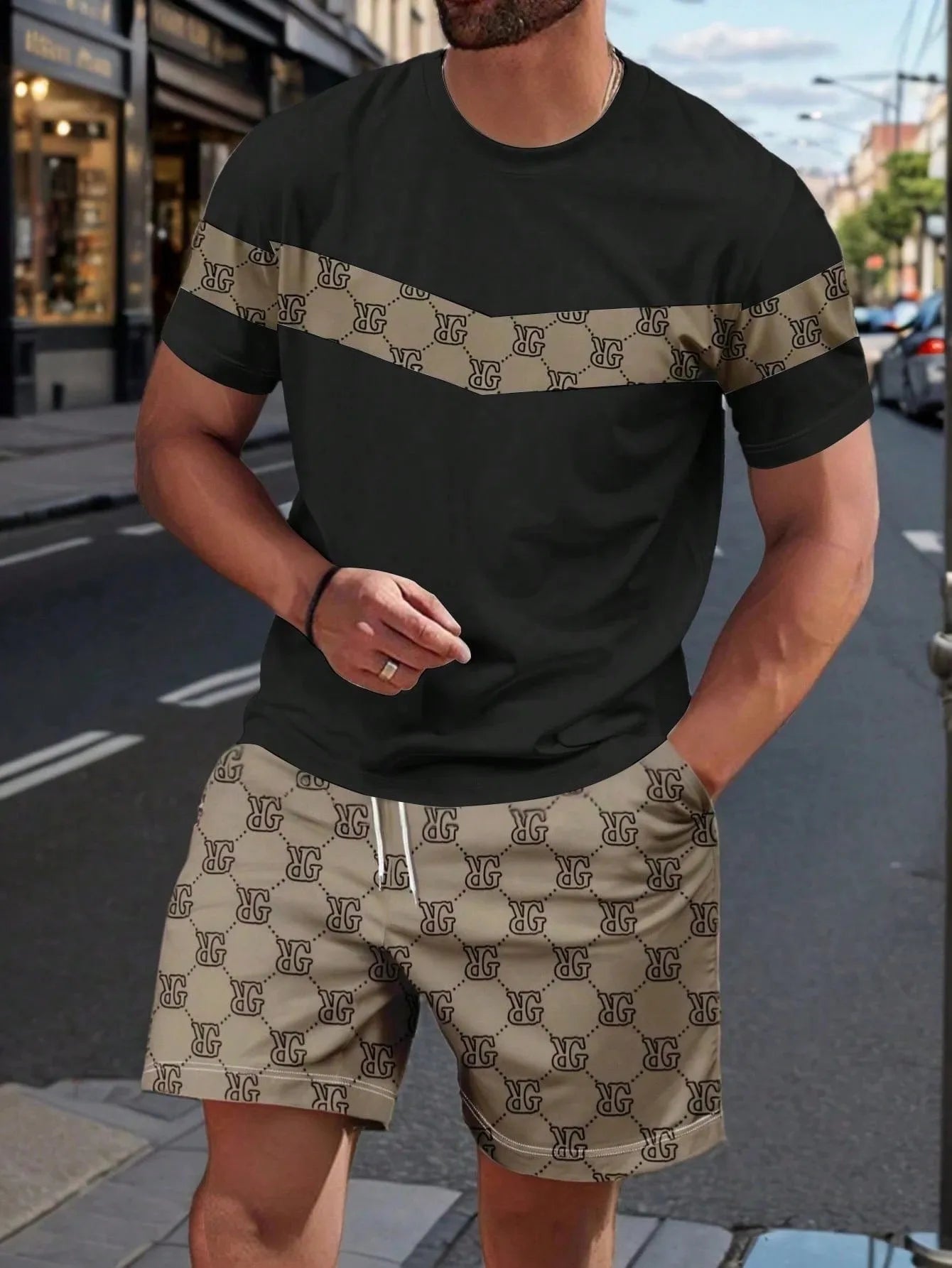 2026 Summer Men's Suit with 3D Printed Pattern Breathable Lightweight Comfortable Fashionable and Outdoor Style Men's Clothing