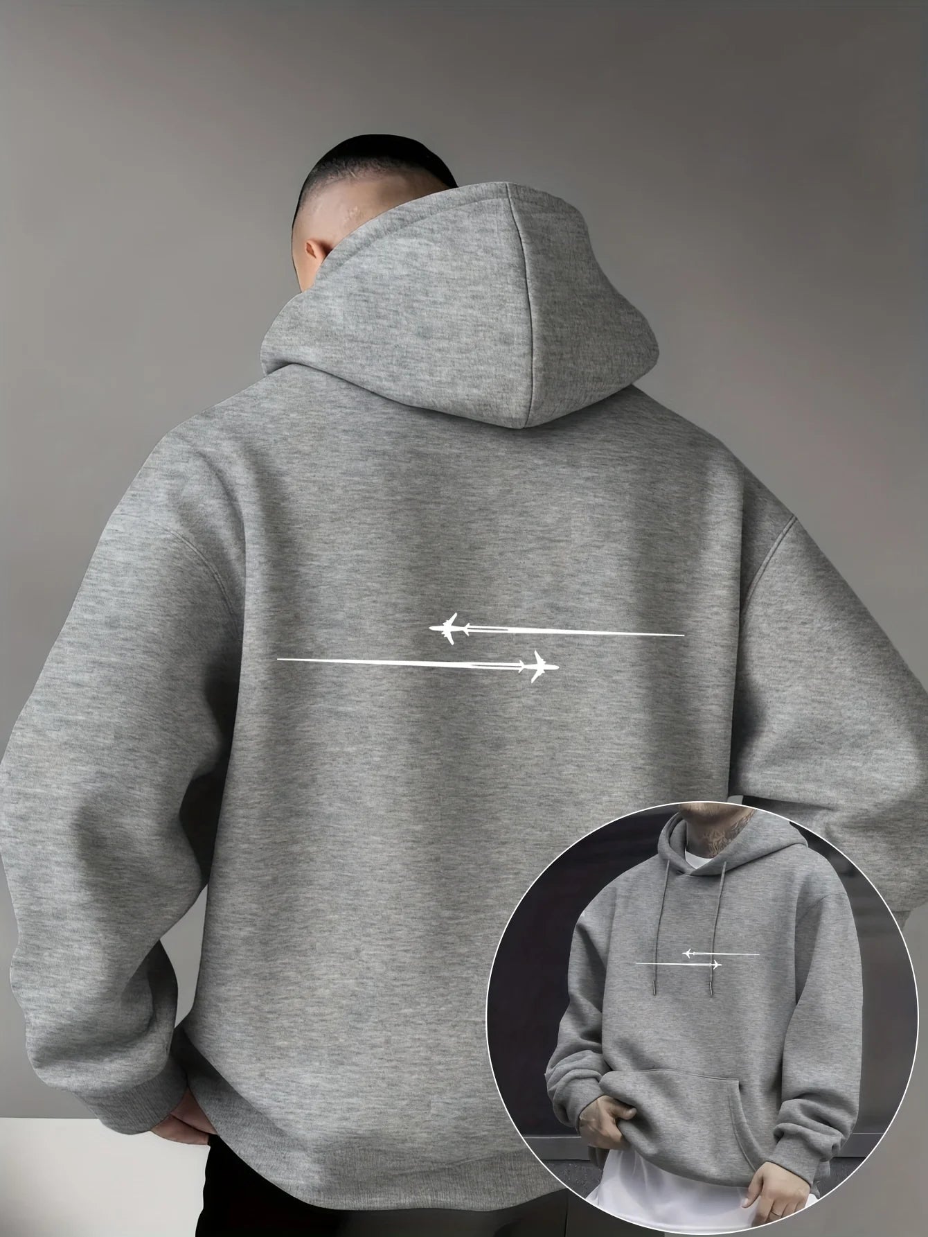 Fleece-Lined Kangaroo Pocket With Fashionable Pattern Design，Micro-Elastic Knitted Fabric，Comfortable Casual Hooded Sweatshirt，