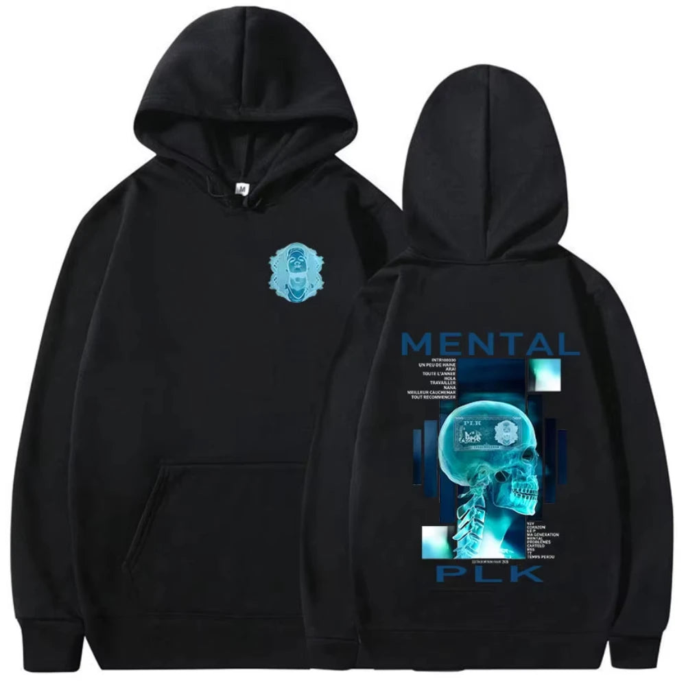 Rapper PLK MENTAL Album 2026 Print Hoodie Men Women Vintage Fashion Long Sleeve Sweatshirt Hip Hop Loose Fleece Clothing Hoodies