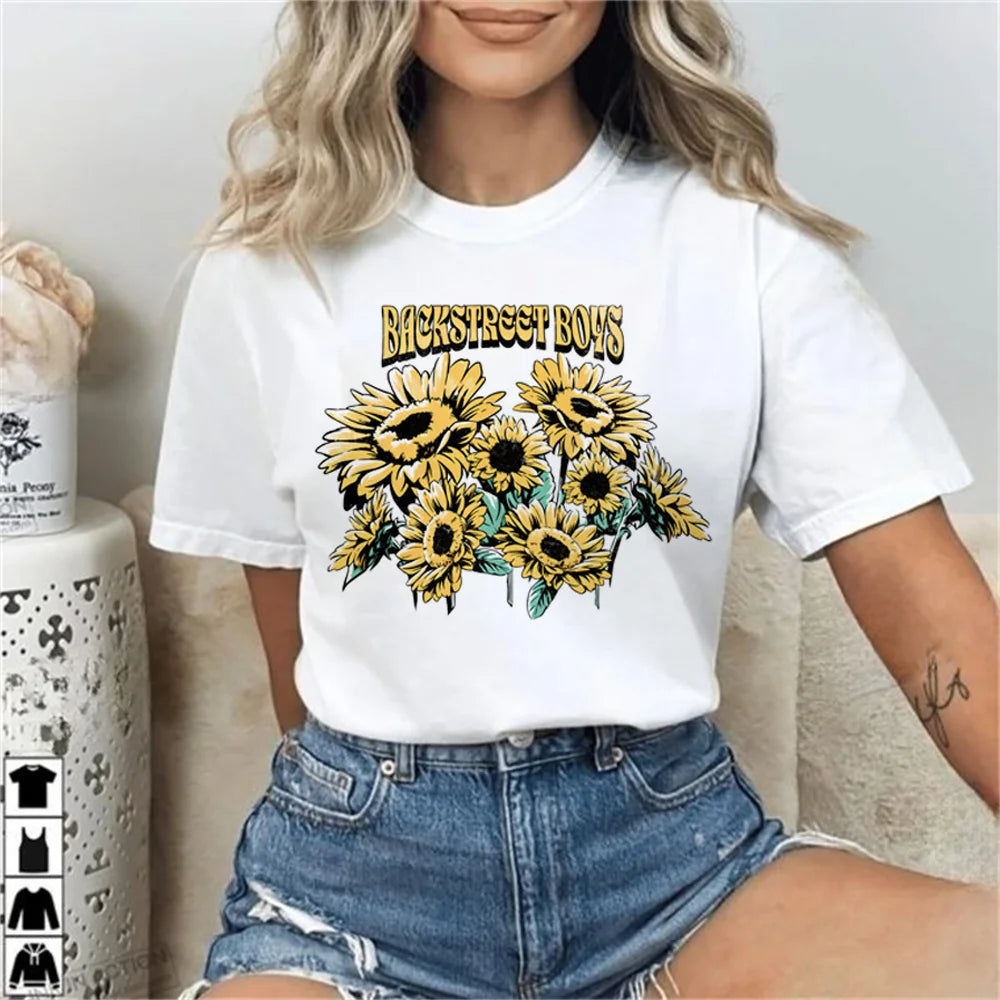 Backstreet Boys top tees women Retro hip hop Classic 2000s kawaii Pastel t-shirt Y2k Vintage Digital Grunge graphic
