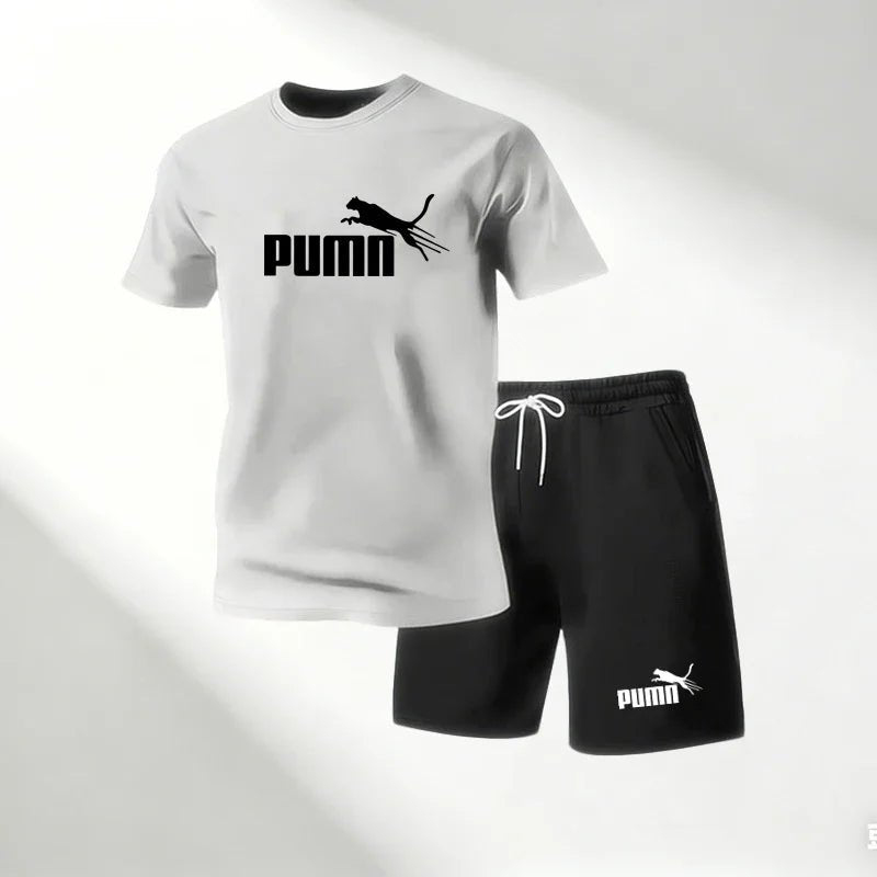 Hot Sale 2026 Men's T-Shirts Sets O-Neck Short Sleeve+Sports Shorts Quick Dry Casual Street Fashion Home Outdoor Running 2 Piece - Desert aura