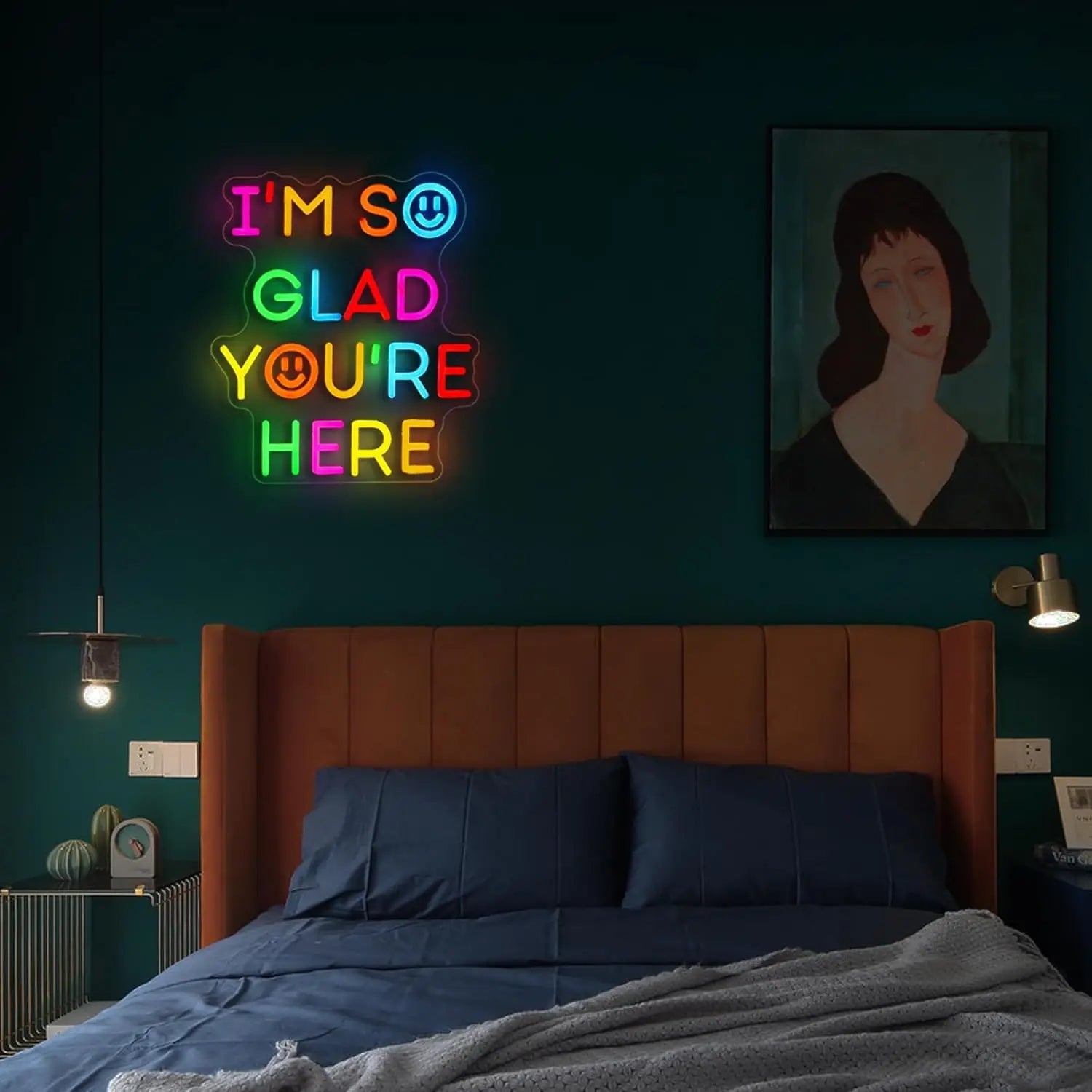  I'm So Glad You‘re Here Neon Sign USB Powered LED Light for Bar Party Kids Room Gaming Room Bedroom Decoration Art Wall Light - Desert aura