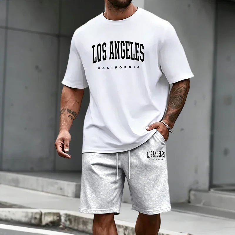 Men's Tracksuit Short Sleeve Top and Knee Length Shorts 2026 Summer Daily Casual Fashion T-shirt Outfits Home Outdoor Sportswear - Desert aura