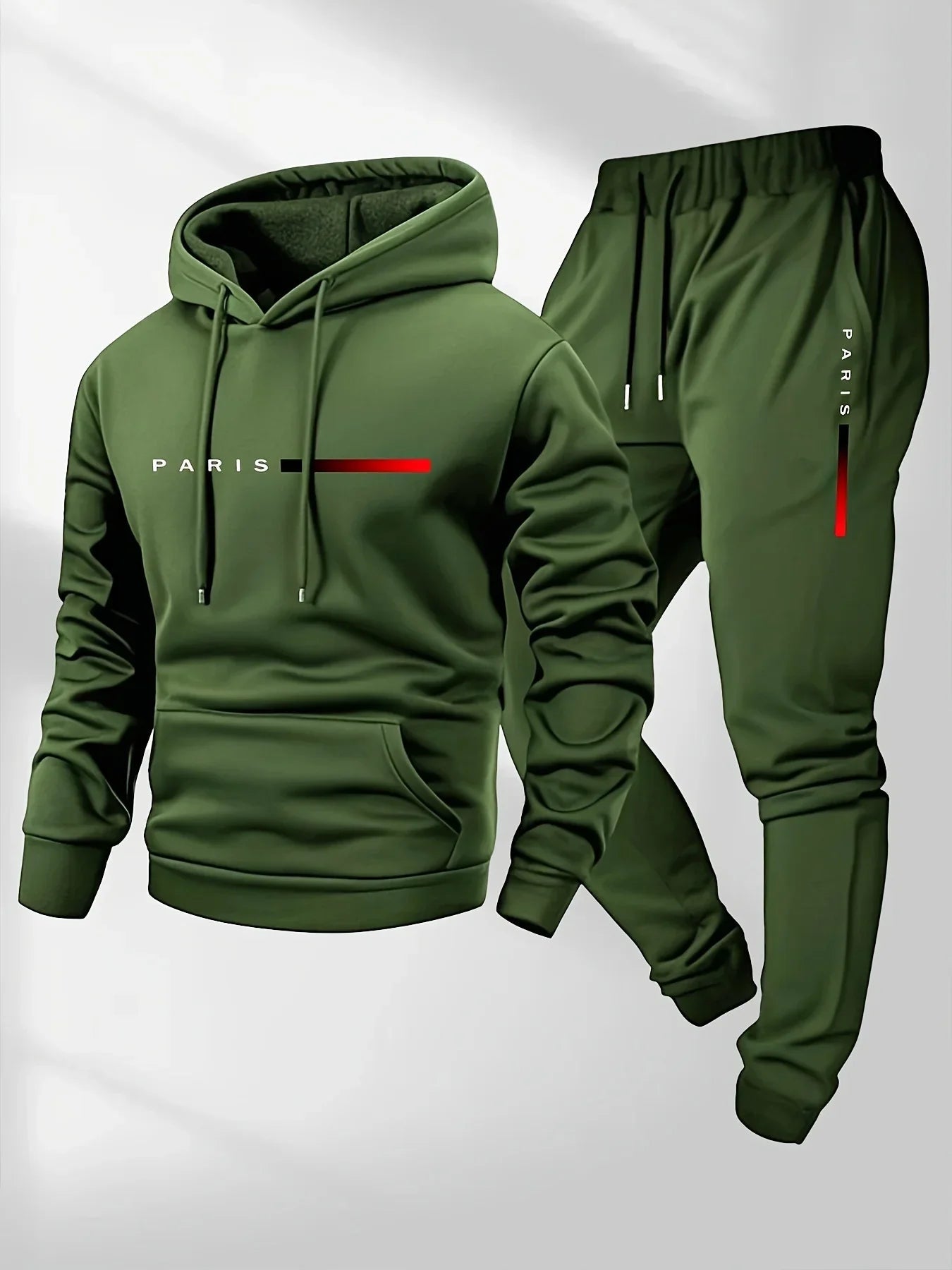 New Trend Street Fashion Letter Printed Sportswear Set Men's Hooded Sportswear Pants Set Spring and Autumn Winter Warmth Set - Desert aura
