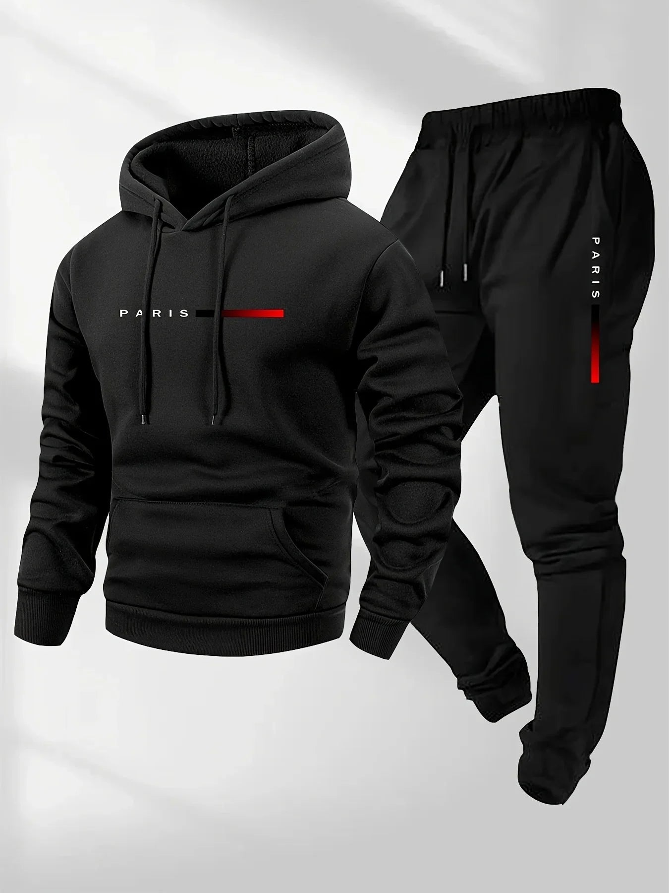 New Trend Street Fashion Letter Printed Sportswear Set Men's Hooded Sportswear Pants Set Spring and Autumn Winter Warmth Set - Desert aura