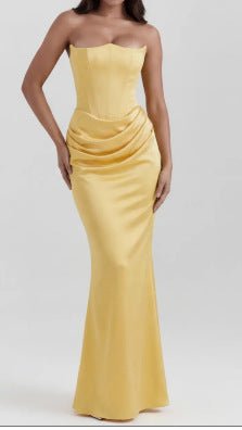 One Shoulder Pleated Bodysuit Dress - Desert aura