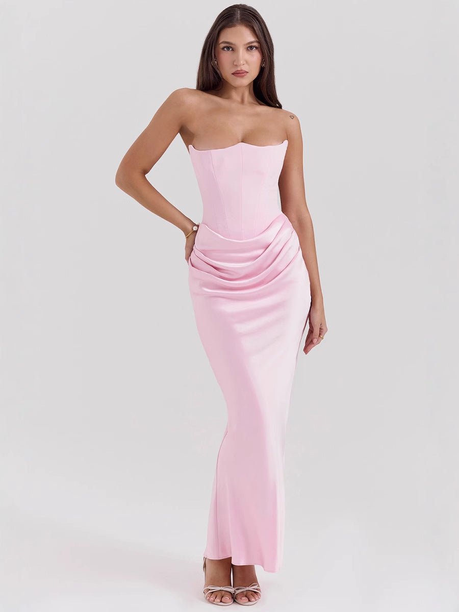 One Shoulder Pleated Bodysuit Dress - Desert aura