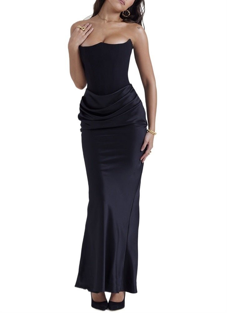 One Shoulder Pleated Bodysuit Dress - Desert aura