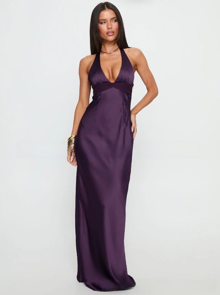 Slim Fit Deep V-Neck Dress - Desert aura