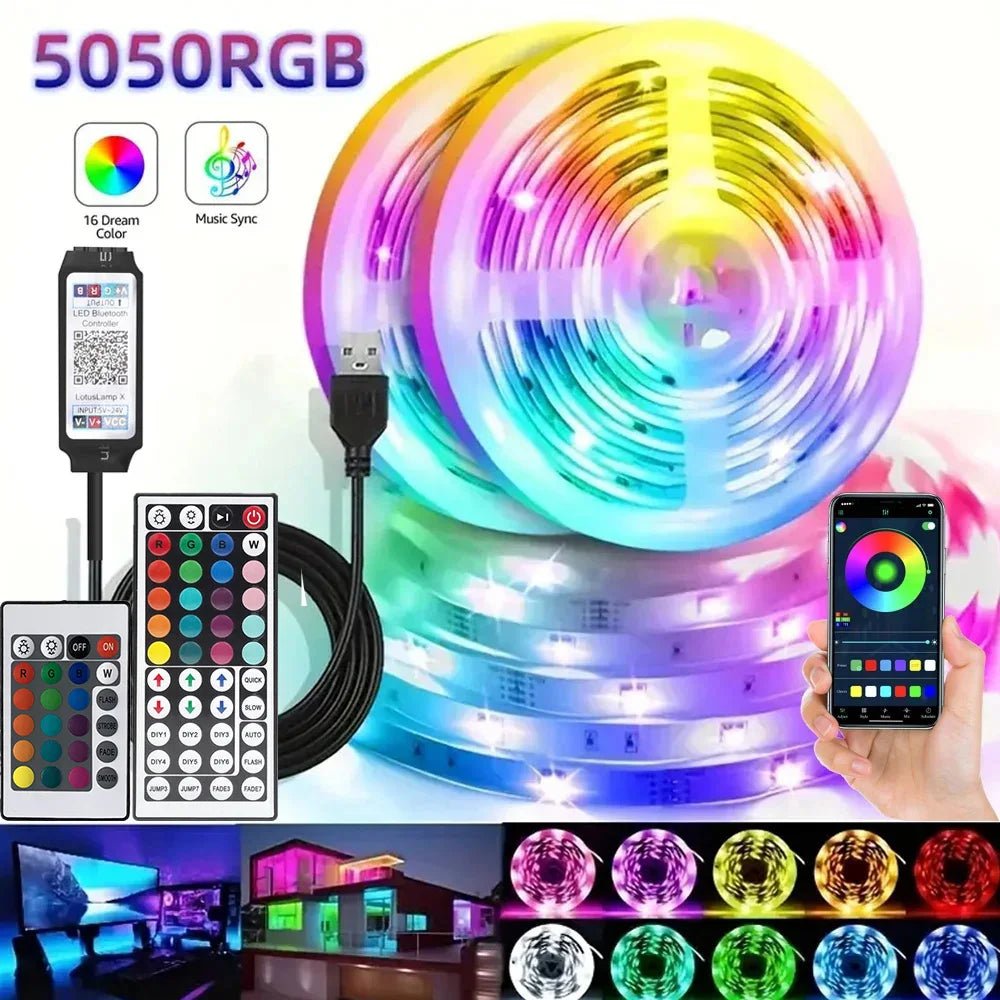 Smart RGB LED Gaming Light Strip USB Christmas Lights Music Sync Flexible Tape APP Remote Control for Gaming Room TV Backlight - Desert aura