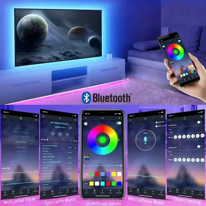 Smart RGB LED Gaming Light Strip USB Christmas Lights Music Sync Flexible Tape APP Remote Control for Gaming Room TV Backlight - Desert aura