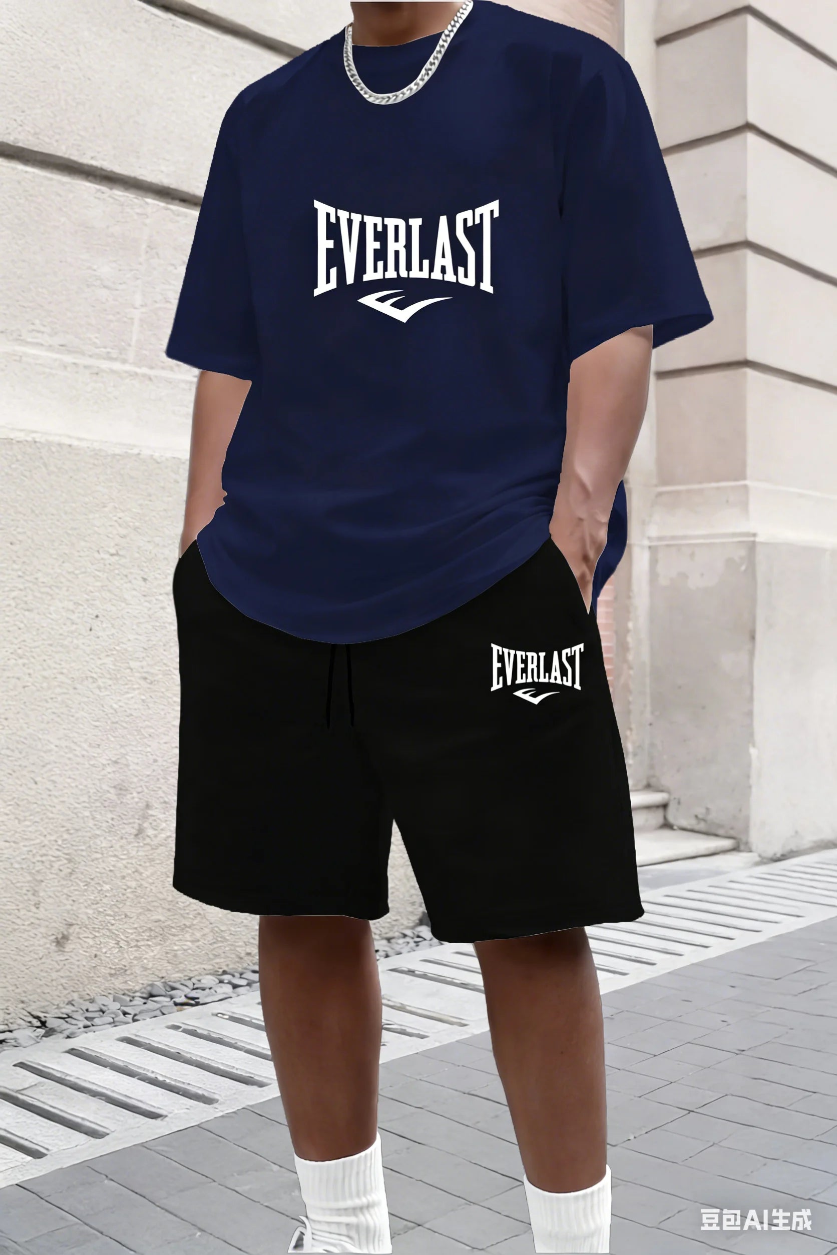 Men's summer T-shirt and shorts set men's breathable sportswear set casual and fashionable short-sleeved T-shirt set